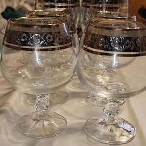 Bohemia Czech Crystal Gold Rim Wine Glasses Set 8 Vintage Crystalex
